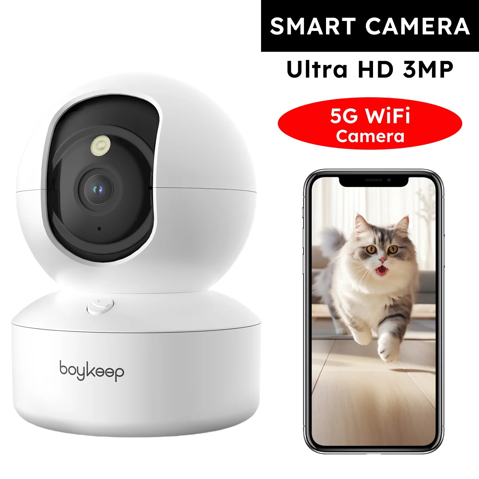 Smart Pet Camera — 2K WiFi with 360° Pan & Night Vision