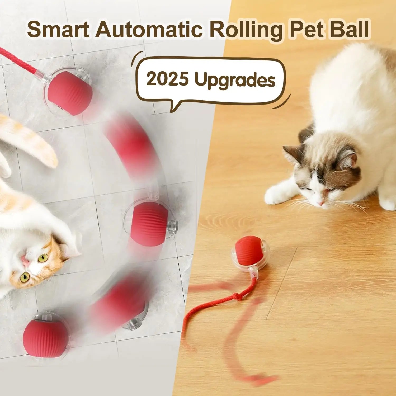 Smart Rolling Cat Toy Ball — Auto-Spinning with Feather Tail