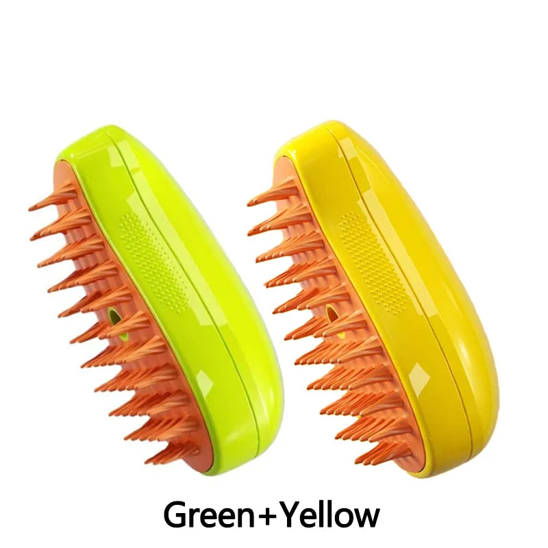 3-in-1 Electric Steam Pet Grooming Brush — Spray, Massage & Deshed