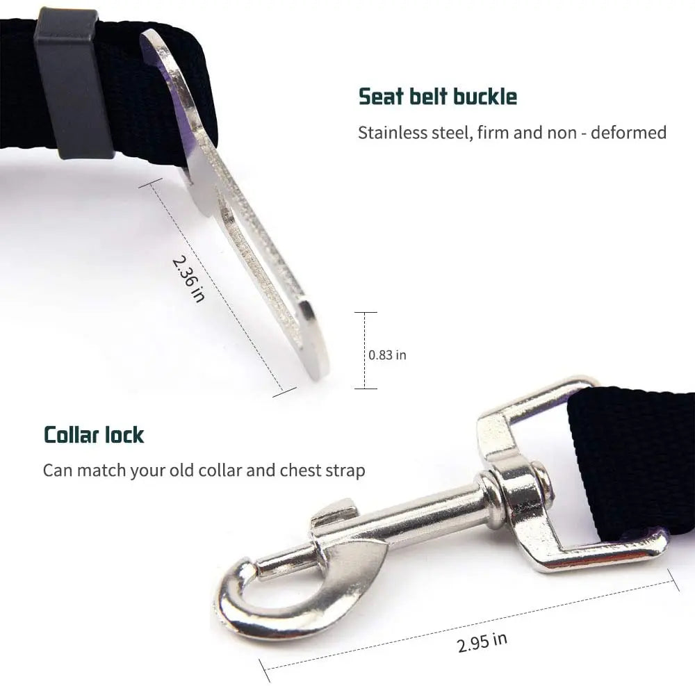 Adjustable Pet Car Seat Belt — Safety Harness for Dogs & Cats