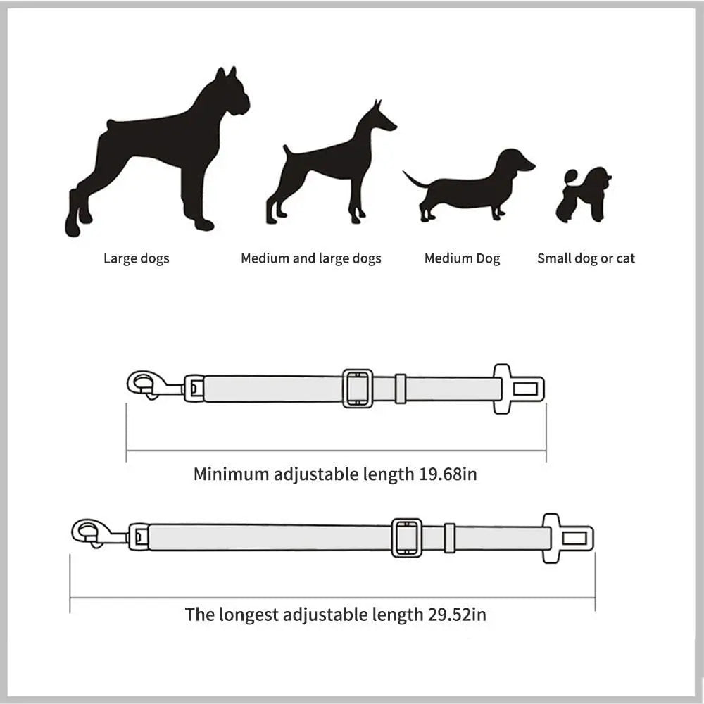 Adjustable Pet Car Seat Belt — Safety Harness for Dogs & Cats