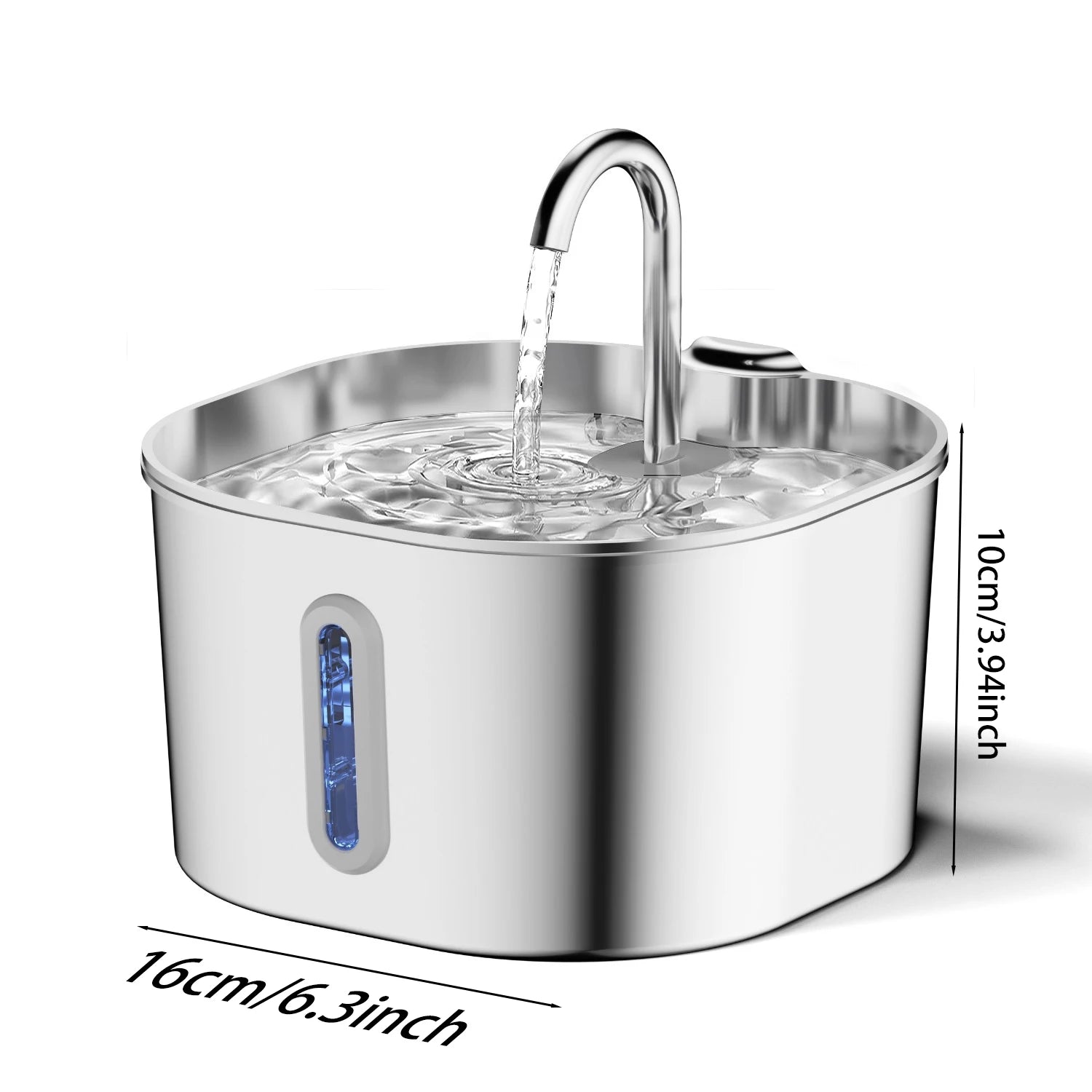 Stainless Steel Pet Water Fountain — 2.2L Filtered Flow