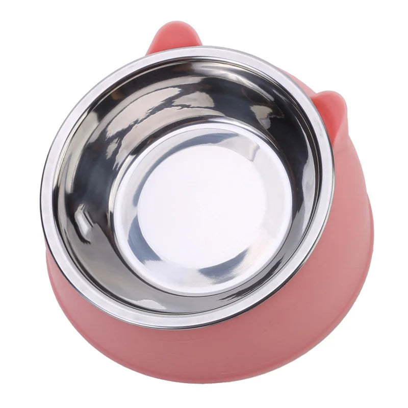 Stainless Steel Cat & Dog Feeding Bowls — Tilted Ergonomic Design