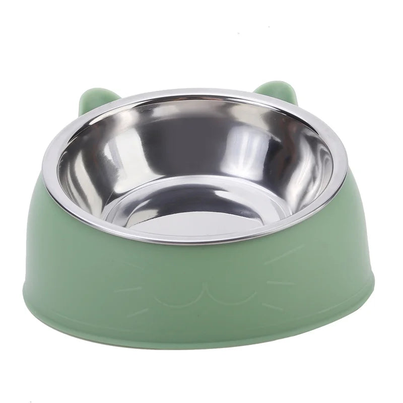 Stainless Steel Cat & Dog Feeding Bowls — Tilted Ergonomic Design