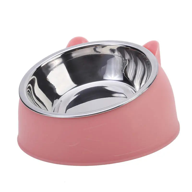 Stainless Steel Cat & Dog Feeding Bowls — Tilted Ergonomic Design