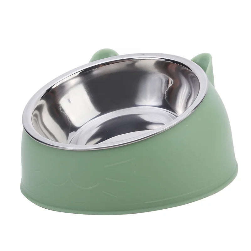 Stainless Steel Cat & Dog Feeding Bowls — Tilted Ergonomic Design