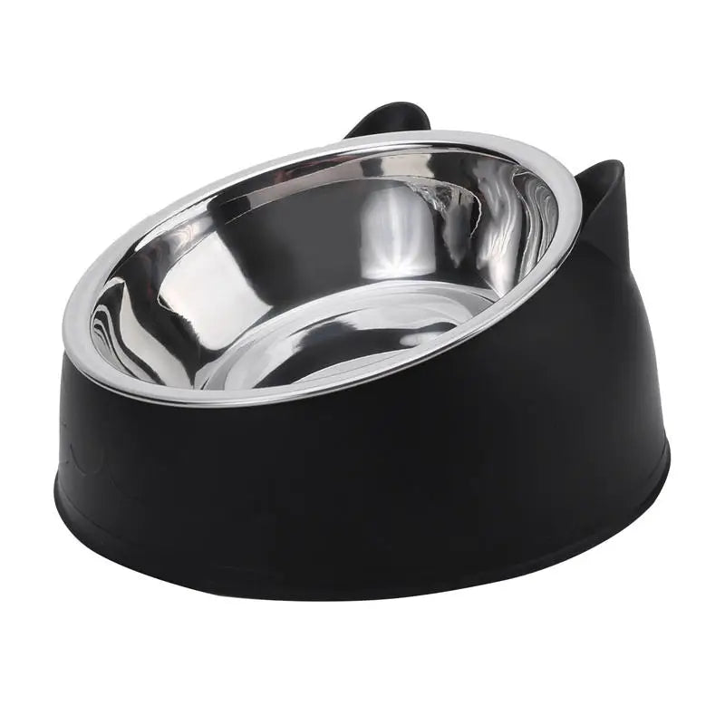 Stainless Steel Cat & Dog Feeding Bowls — Tilted Ergonomic Design