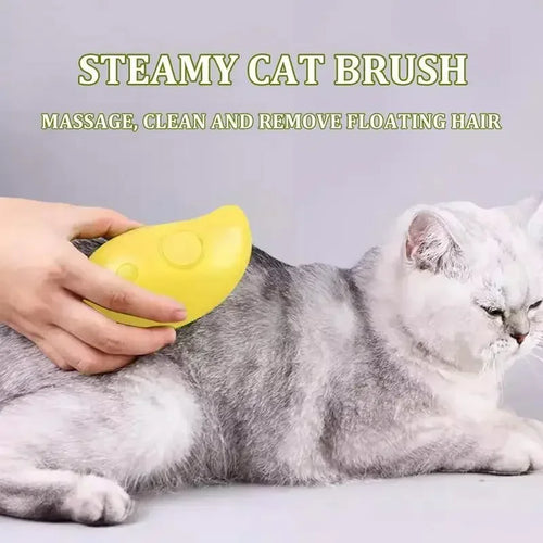 3-in-1 Electric Steam Pet Grooming Brush — Spray, Massage & Deshed