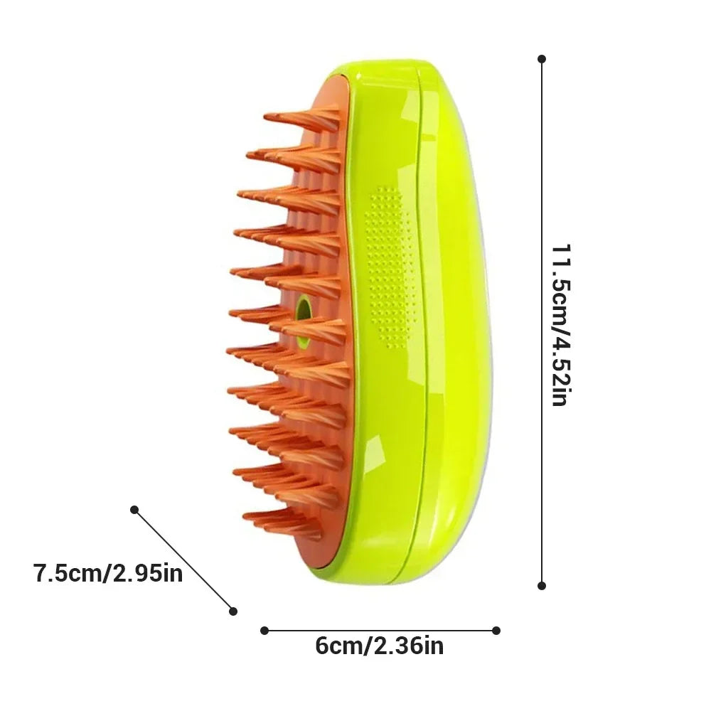 3-in-1 Electric Steam Pet Grooming Brush — Spray, Massage & Deshed