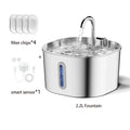 Stainless Steel Pet Water Fountain — 2.2L Filtered Flow