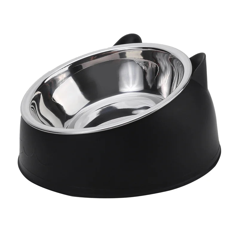 Stainless Steel Cat & Dog Feeding Bowls — Tilted Ergonomic Design