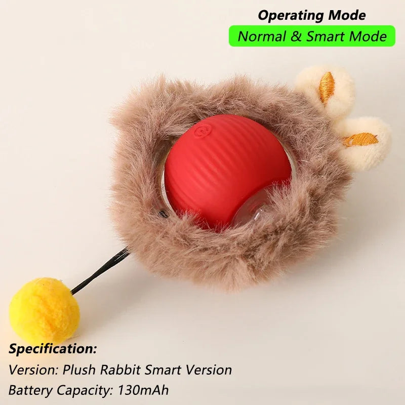 Smart Rolling Cat Toy Ball — Auto-Spinning with Feather Tail