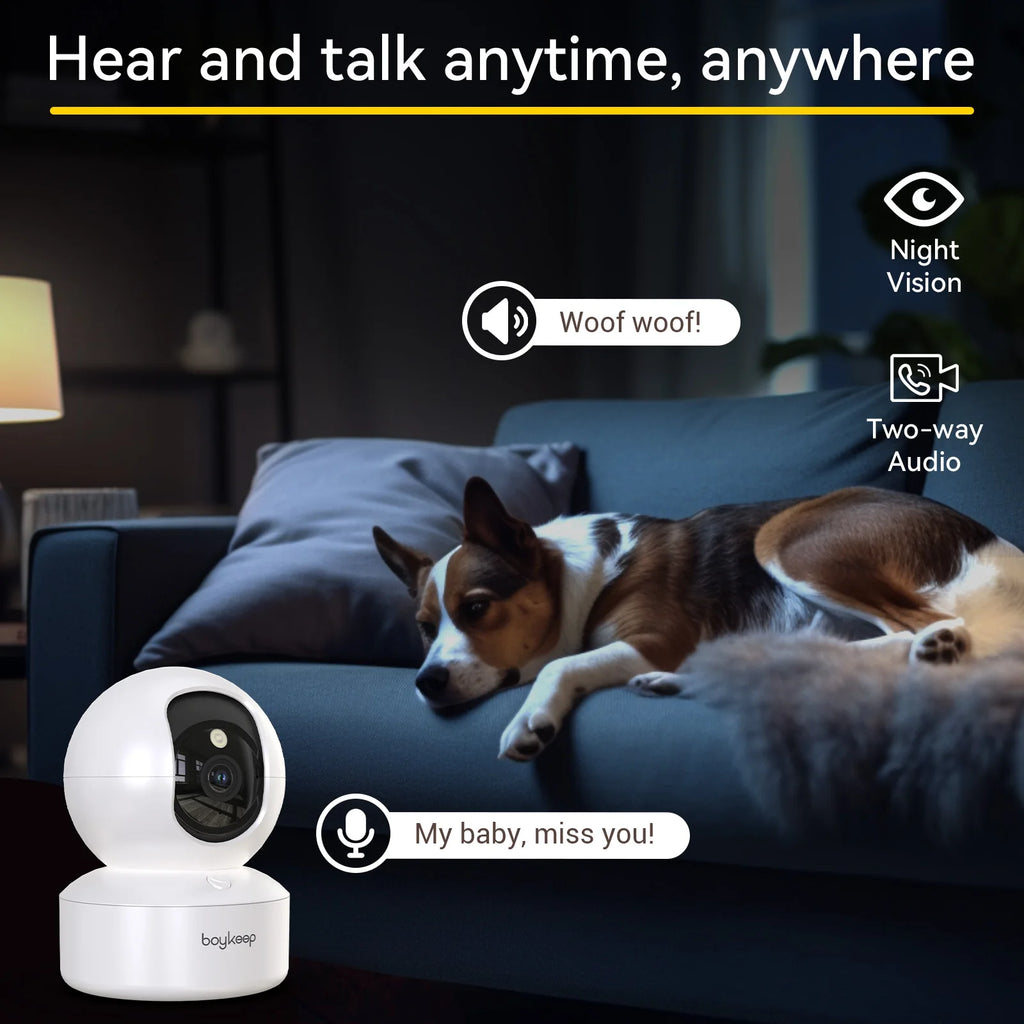 Smart Pet Camera — 2K WiFi with 360° Pan & Night Vision
