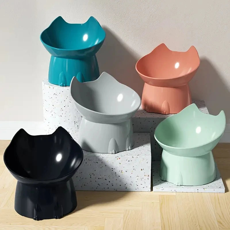 Elevated Tilted Cat Bowl — Neck-Friendly Feeding Dish